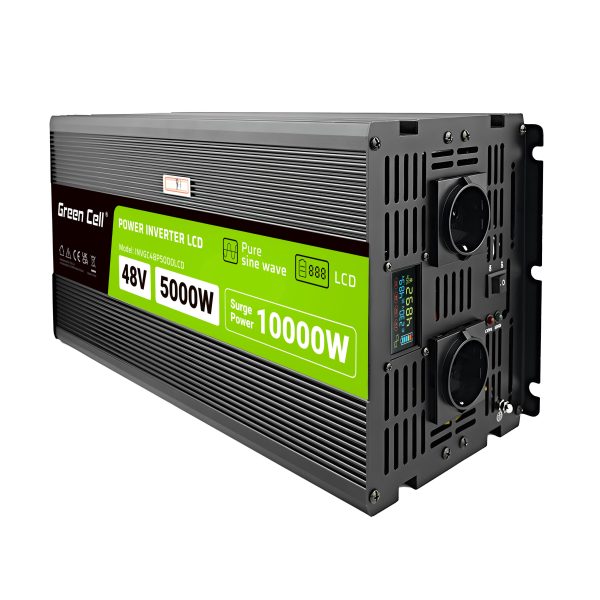 Green Cell PowerInverter LCD 48V 5000W Czysta sinusoida Przetwornica napięcia