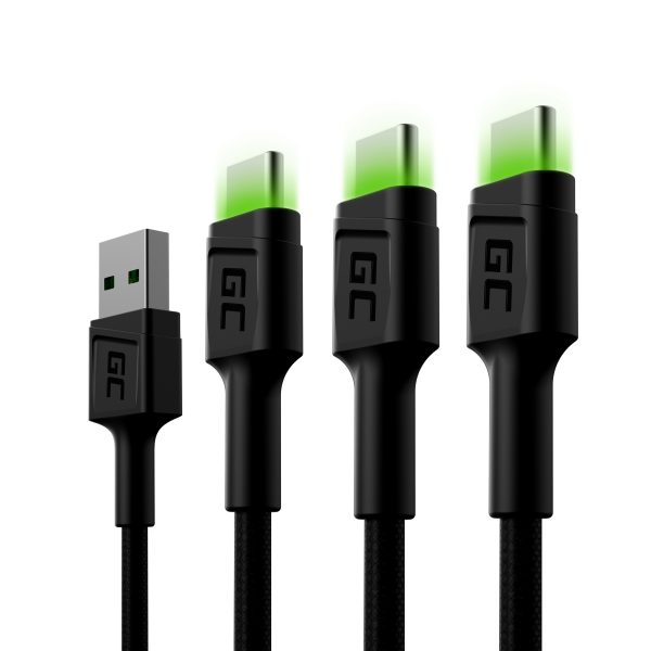 Green Cell Zestaw 3x Kabel  GC Ray USB - USB-C 120cm